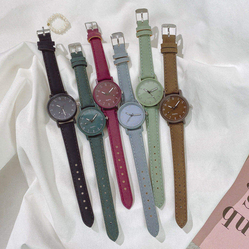 Cross-Border Fashion Retro Scale Digital Belt Women's Watch Fresh Casual Quartz Watch for Primary and Secondary School Students Wholesale