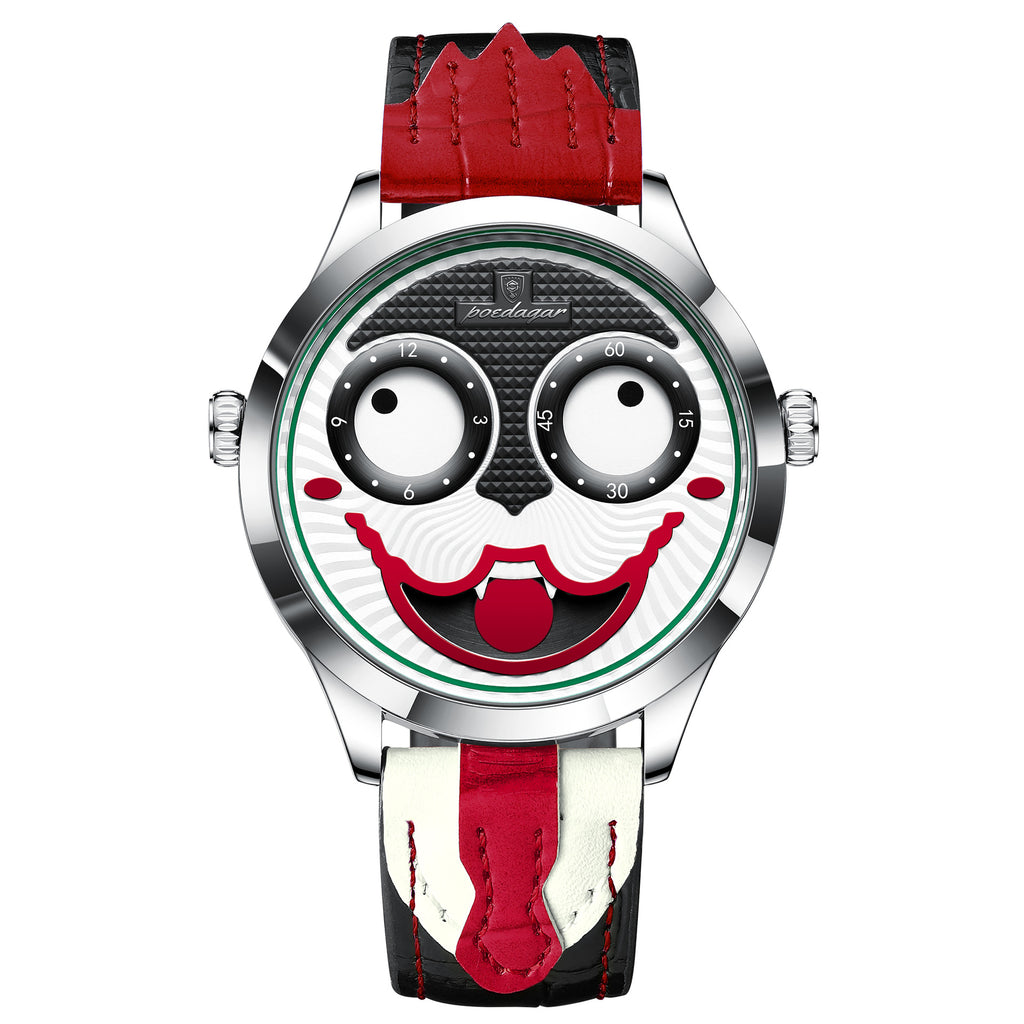 Swiss Brand Cross-Border Clown Men's Watch Fashion Waterproof Leather Strap Wristwatch Live Streaming Foreign Trade Hot Item One-Piece Dropshipping