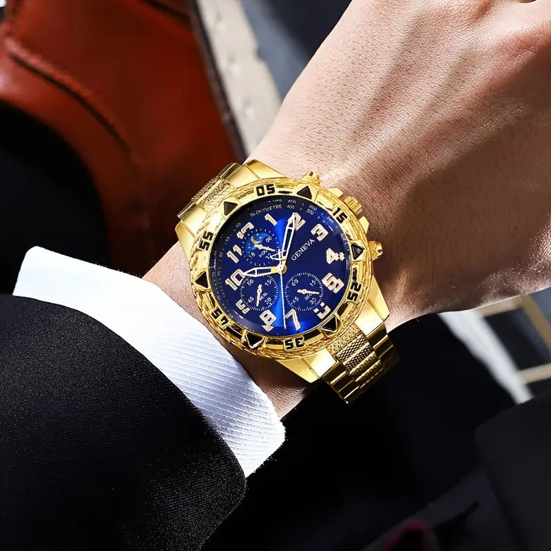 Cross-border e-commerce hot-selling men's watch set with a high-end feel for business men+Men's Wholesale Jewelry Watches
