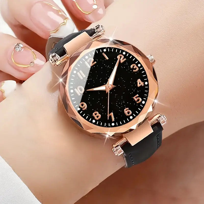 Grinding Digital Belt Women's Starry Sky Luminous Watch Women's Watch Dial Manufacturer In Stock Quartz Watch Wholesale