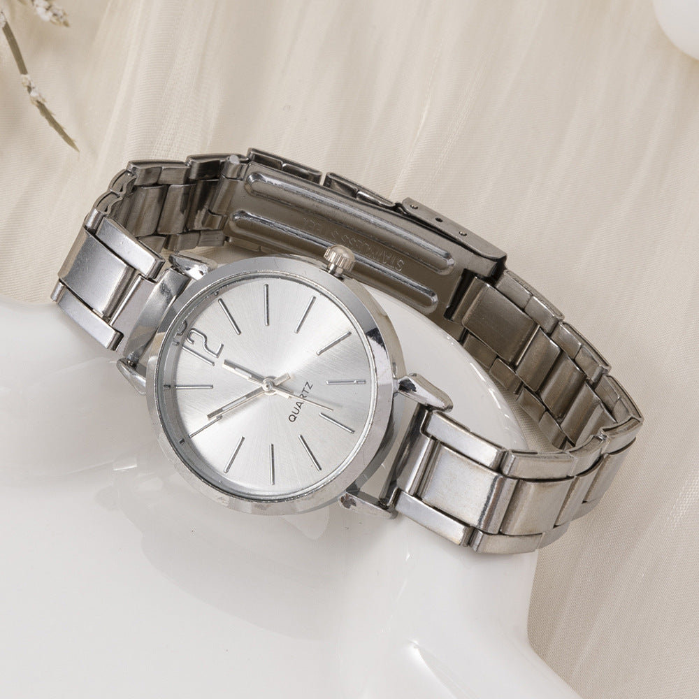 Wholesale Cross-Border Foreign Trade Hot-Selling Casual Fashion Women's Steel Band Watch Simple Digital Scale Student Quartz Wristwatch