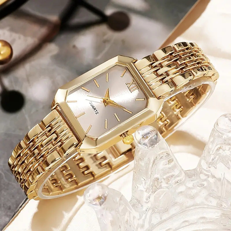 Cross-border hot ins Wind Steel Band Women's Watch Fashion Simple Square Quartz Wristwatch Female Student Versatile Watch