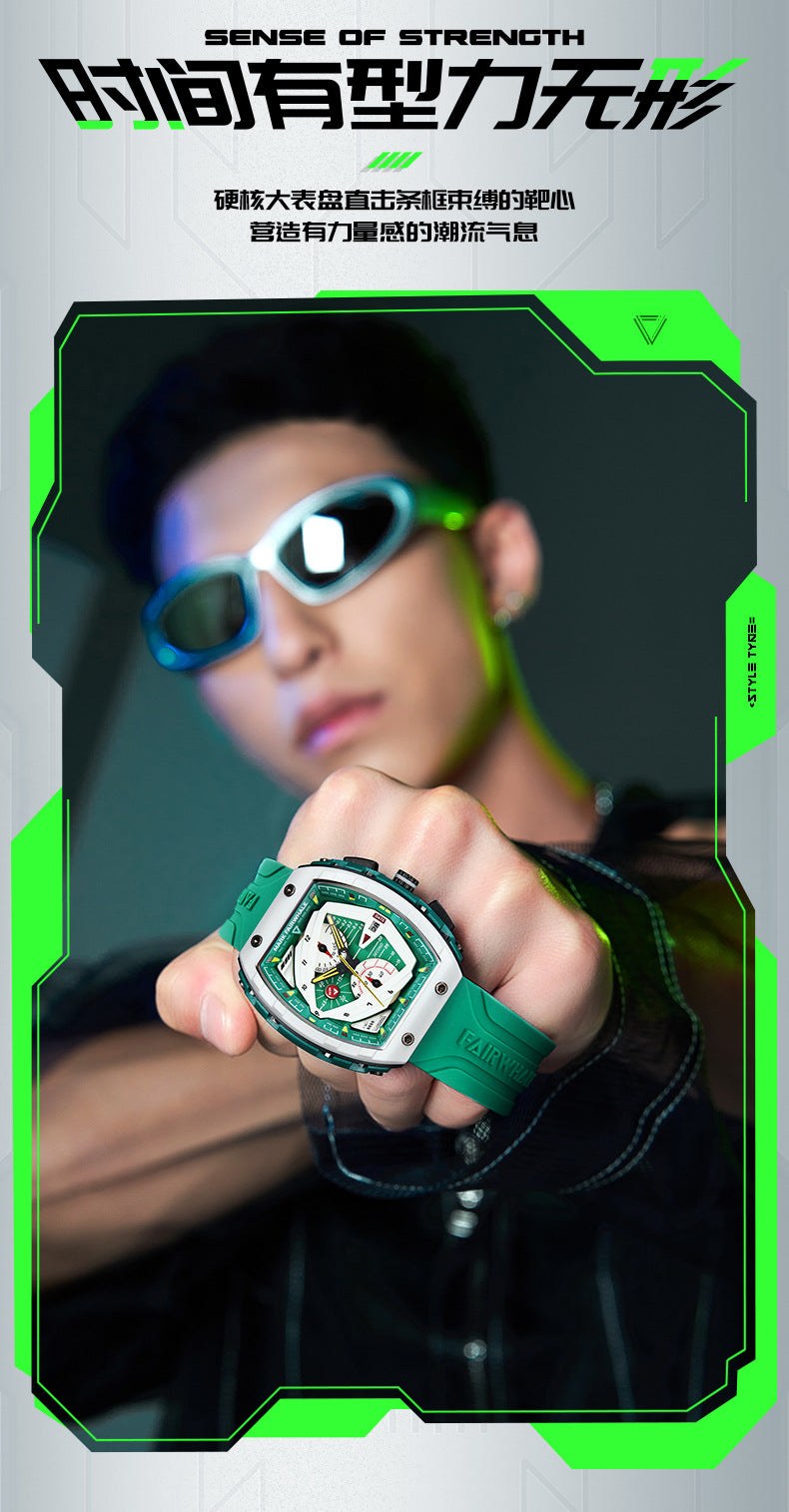 Mark Huafei Mark Fairwhale Brand Watch Men's Quartz Watch Multifunctional Barrel Shape Popular Watch