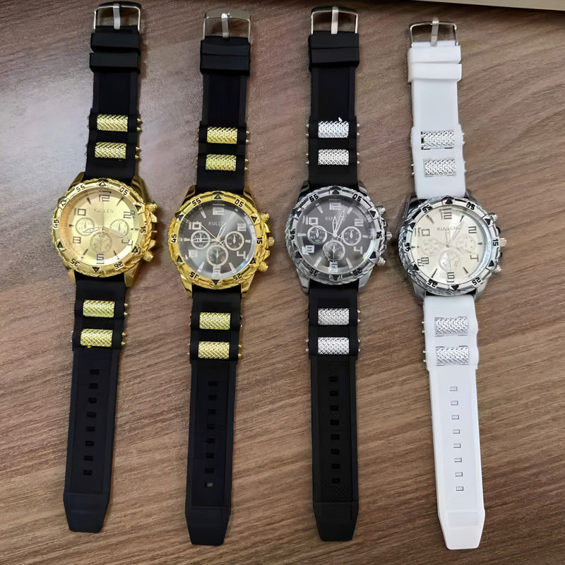 Cross-border Hot-Selling Men's Watches Wholesale Casual Silicone Strap Quartz Watches Fashion Men's Wristwatches Men's Watches