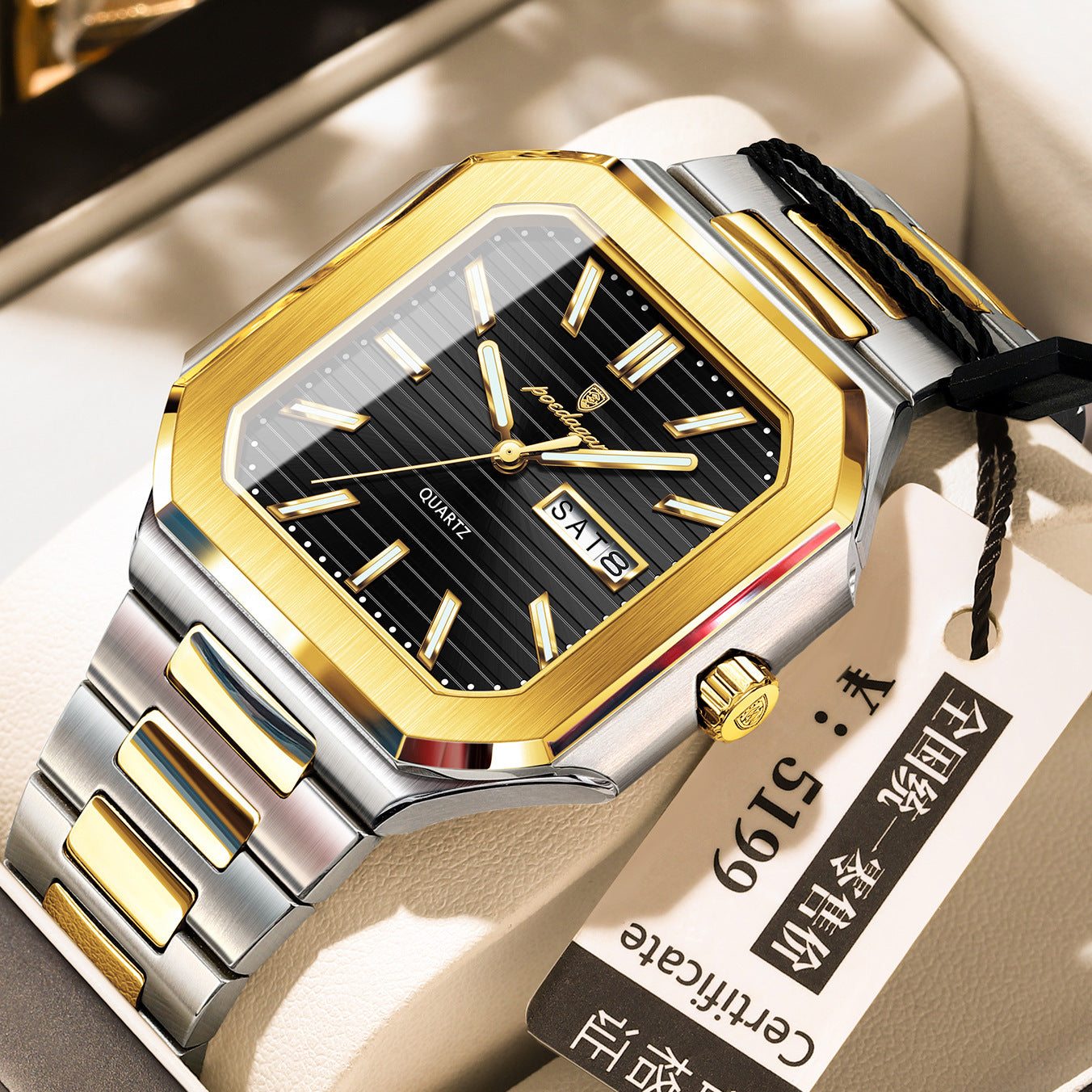 Swiss Brand Dual Calendar Watch for Men Waterproof Luminous Luxury Quartz Watch Live Streaming Foreign Trade Hot Item Dropshipping