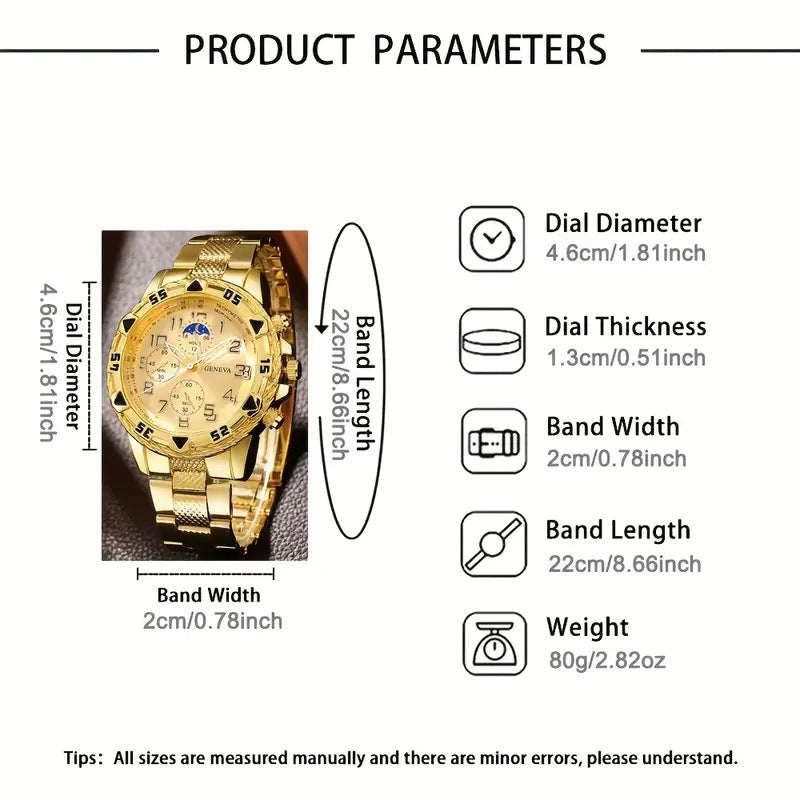 Cross-border e-commerce hot-selling men's watch set with a high-end feel for business men+Men's Wholesale Jewelry Watches