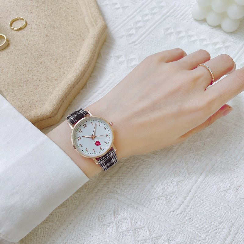 Japanese Style Cute Strawberry Luminous Women's Watch Spring Summer Simple Versatile Elementary and Middle School Soft Girl Campus Style Women's Watch