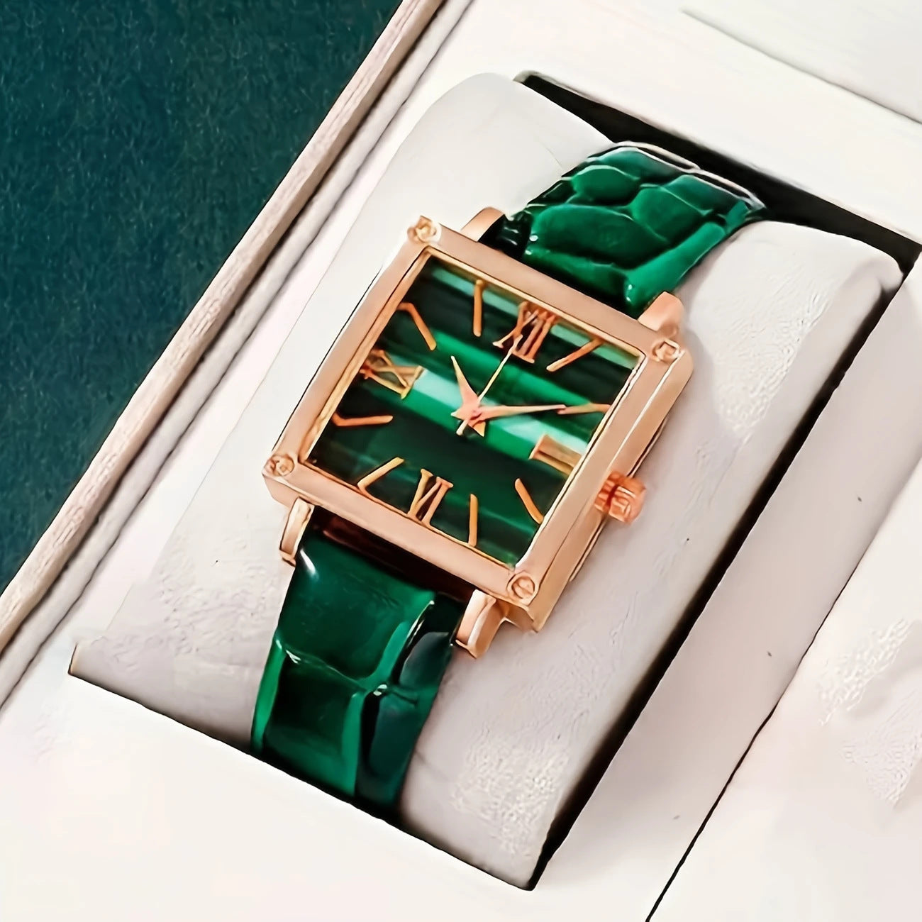 Women's Watch Fashionable Simple Square Leather Strap Quartz Watch Hot-Selling Retro High-End Roman Numeral Watch