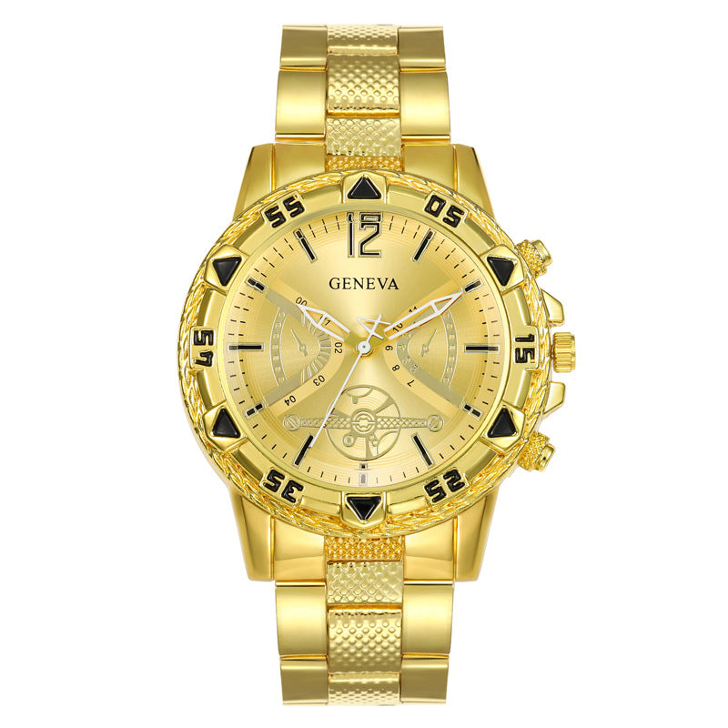 Southeast Asia Cross-Border Men's Watch Set Wholesale Steel Band Watch Men's Trendy Fashion Quartz Watch Men's Watch