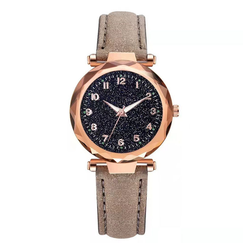 Grinding Digital Belt Women's Starry Sky Luminous Watch Women's Watch Dial Manufacturer In Stock Quartz Watch Wholesale