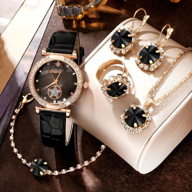 Cross-border E-commerce Watch Set Factory Wholesale Women's Watch Quartz Watch Gift Box Fashion Trendy Watch Set