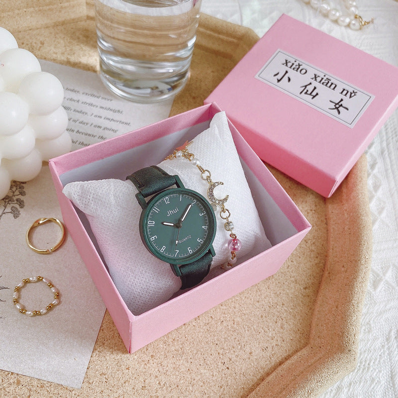 Cross-Border Fashion Retro Scale Digital Belt Women's Watch Fresh Casual Quartz Watch for Primary and Secondary School Students Wholesale