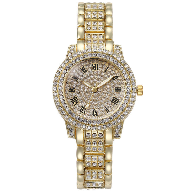 Factory In-Stock Diamond-Studded Roman Pattern Women's Watch Starry Sky Diamond-Studded Quartz Fashion Women's Watch Bracelet Treasure Bowl