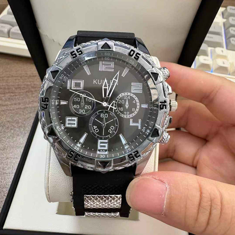 Cross-border Hot-Selling Men's Watches Wholesale Casual Silicone Strap Quartz Watches Fashion Men's Wristwatches Men's Watches