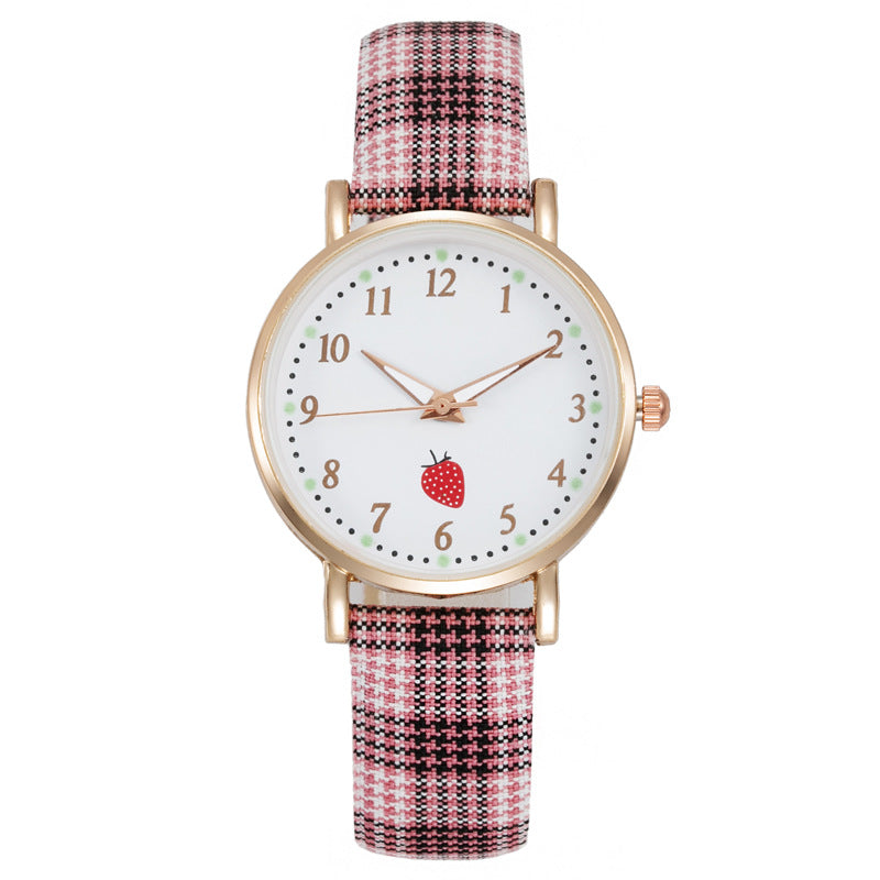 Japanese Style Cute Strawberry Luminous Women's Watch Spring Summer Simple Versatile Elementary and Middle School Soft Girl Campus Style Women's Watch