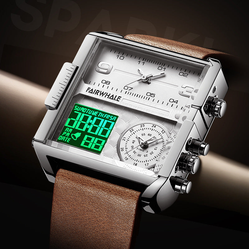 Mark Huafei Mark Fairwhale Watch Men's Square Large Dial Explosive Geometric Retro Electronic Watch