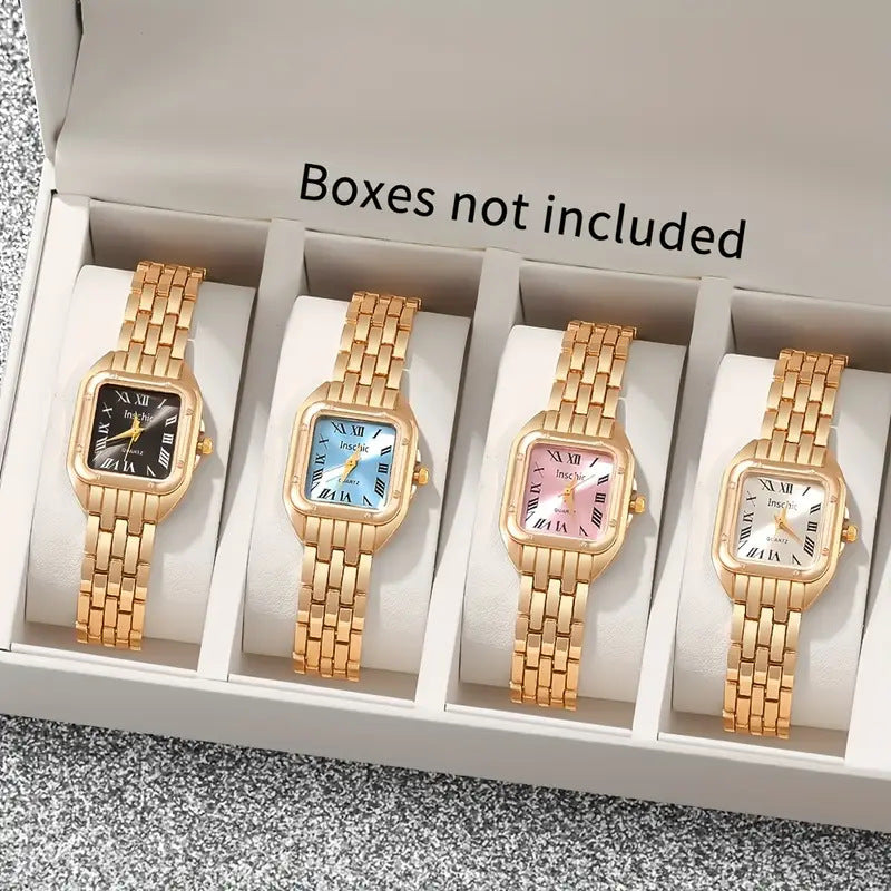 Cross-Border Hot-Selling Watch for Women, High-End Glass Quartz Watch, Fashionable Automatic Small Square Ladies' Watch
