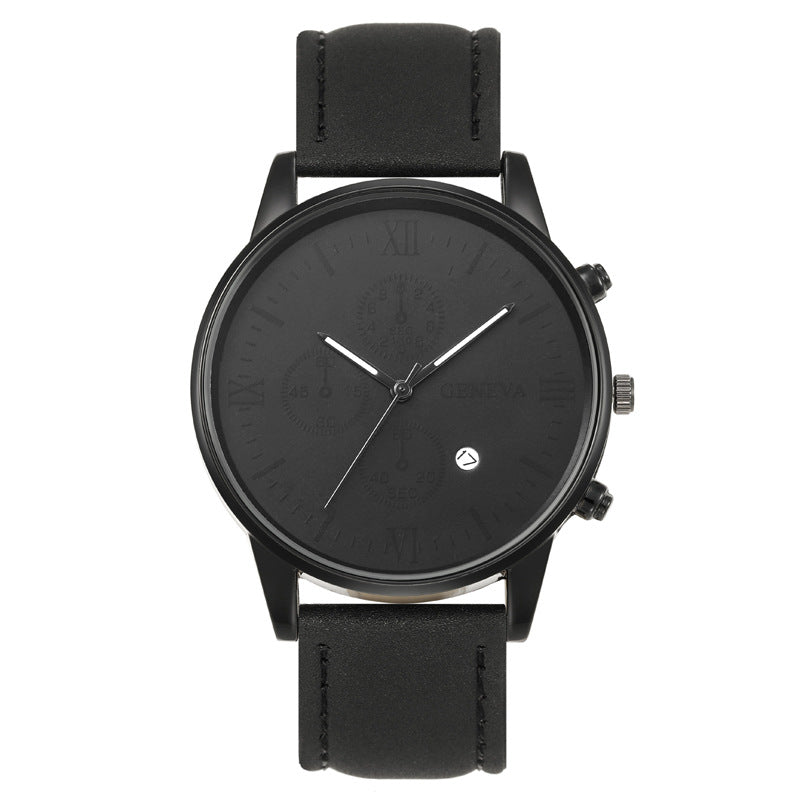 Factory In-Stock Men's Watch Business Simple Fashion with Calendar Quartz Watch Leather Strap Men's Watch High-End Wholesale