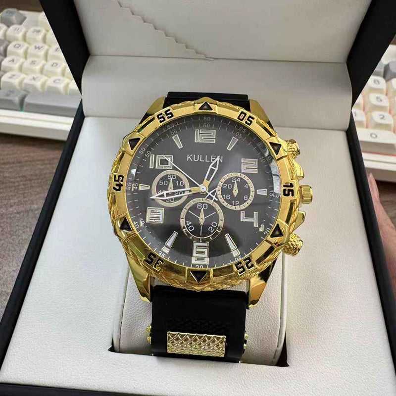 Cross-border Hot-Selling Men's Watches Wholesale Casual Silicone Strap Quartz Watches Fashion Men's Wristwatches Men's Watches