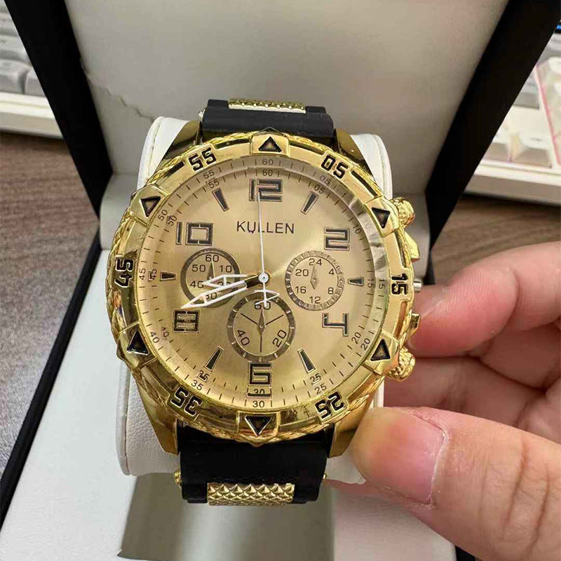 Cross-border Hot-Selling Men's Watches Wholesale Casual Silicone Strap Quartz Watches Fashion Men's Wristwatches Men's Watches