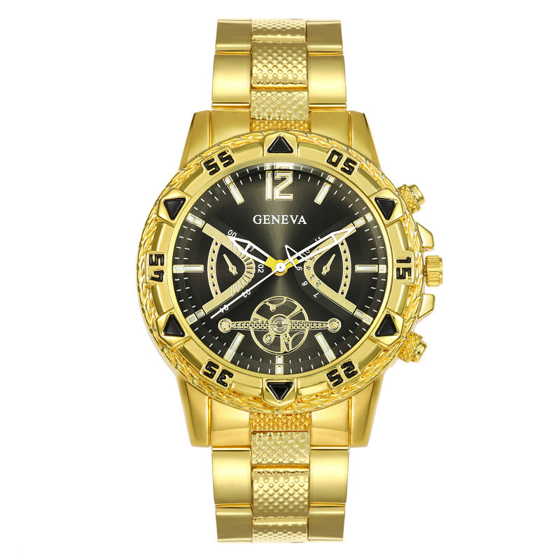 Southeast Asia Cross-Border Men's Watch Set Wholesale Steel Band Watch Men's Trendy Fashion Quartz Watch Men's Watch