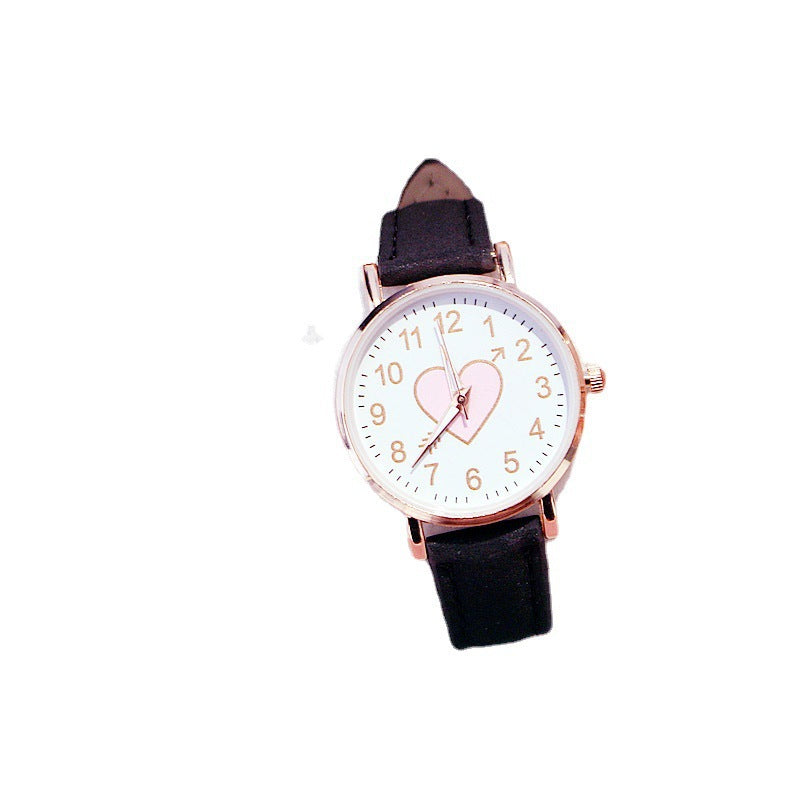 Internet Celebrity Cute Style Watch for Female Students Korean Version Simple Girlfriends Cute Heart Piercing Quartz Wristwatch Wholesale