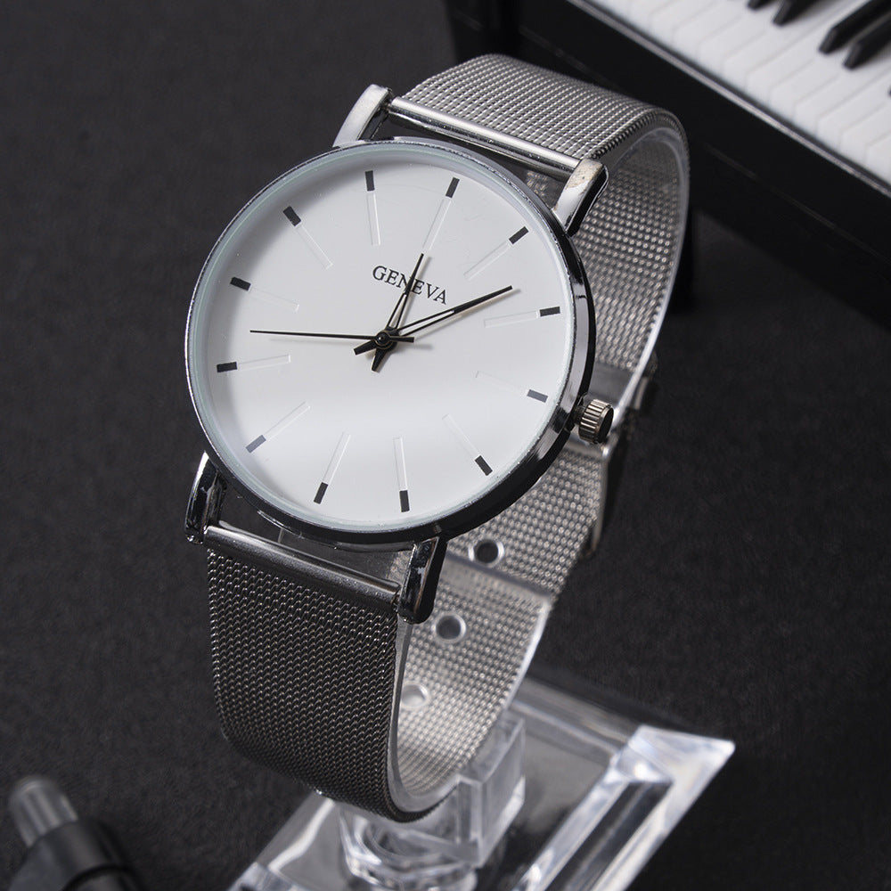 Minimalist Quartz Watch New Men's Watch Wholesale Gift Korean Version Versatile Wristwatch Manufacturer Mesh Strap Dropshipping Live Streaming