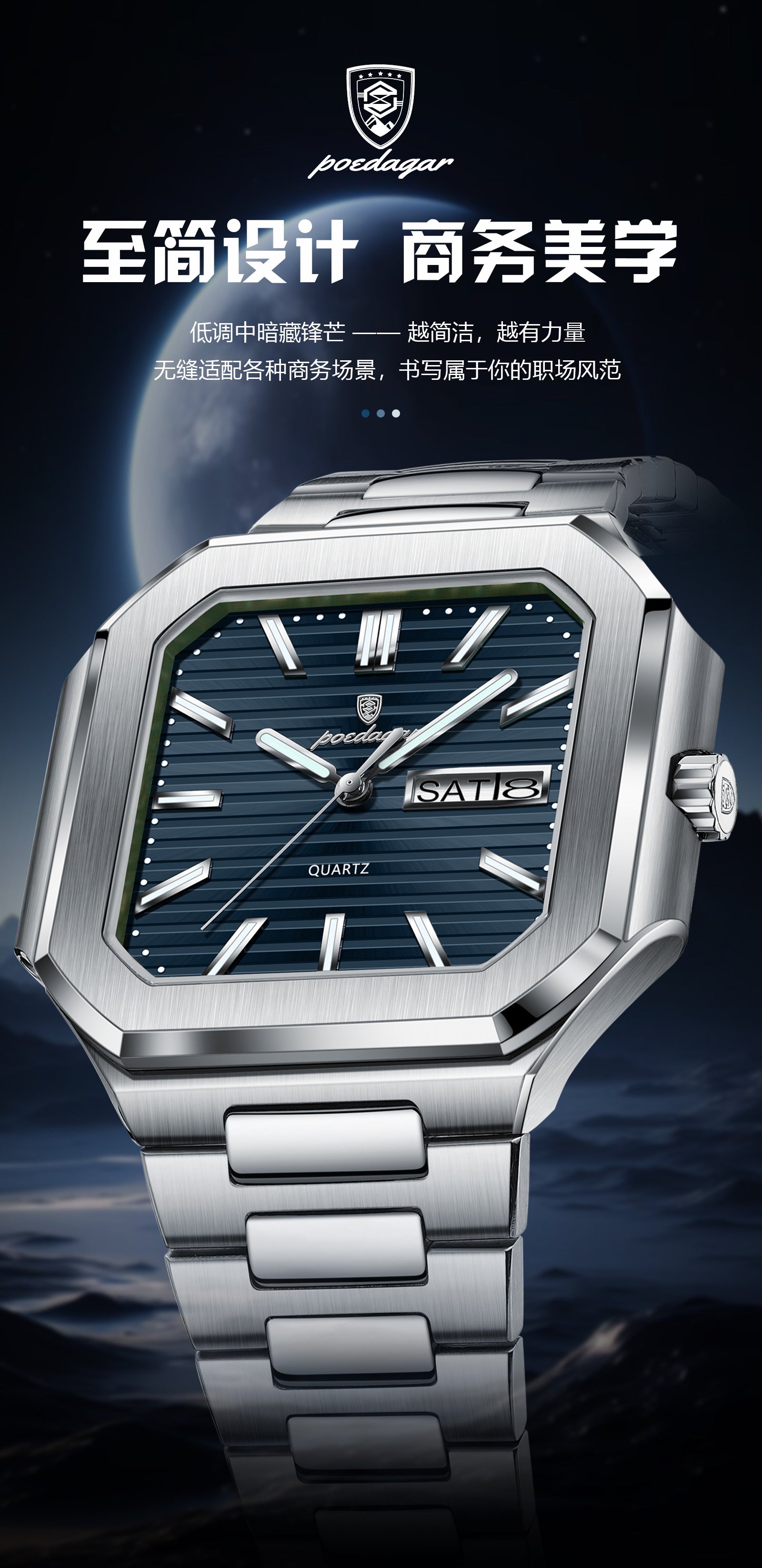 Swiss Brand Dual Calendar Watch for Men Waterproof Luminous Luxury Quartz Watch Live Streaming Foreign Trade Hot Item Dropshipping