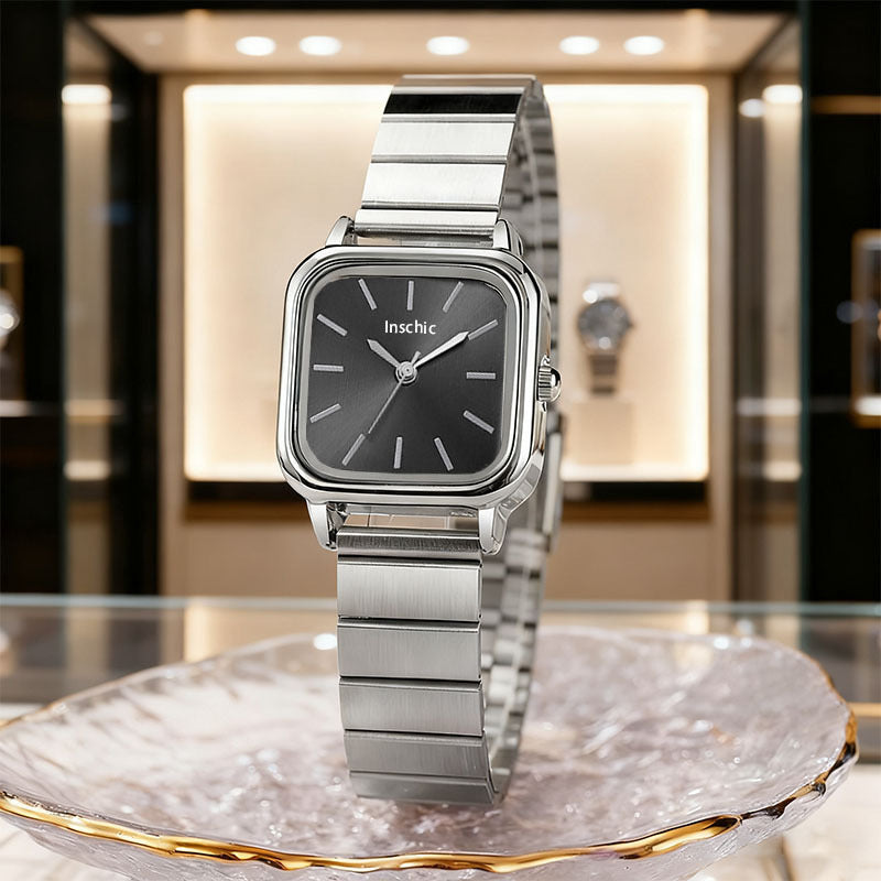 Cross-border Hot Selling Steel Strap Women's Watches Wholesale ins Women's Watch Girls Light Luxury Square Women's Watch Quartz Watch