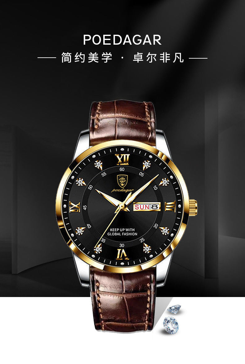 Bodaga New Waterproof Luminous Dual Calendar Men's Watch Ultra-thin Quartz Wristwatch Live Streaming AliExpress Hot Item