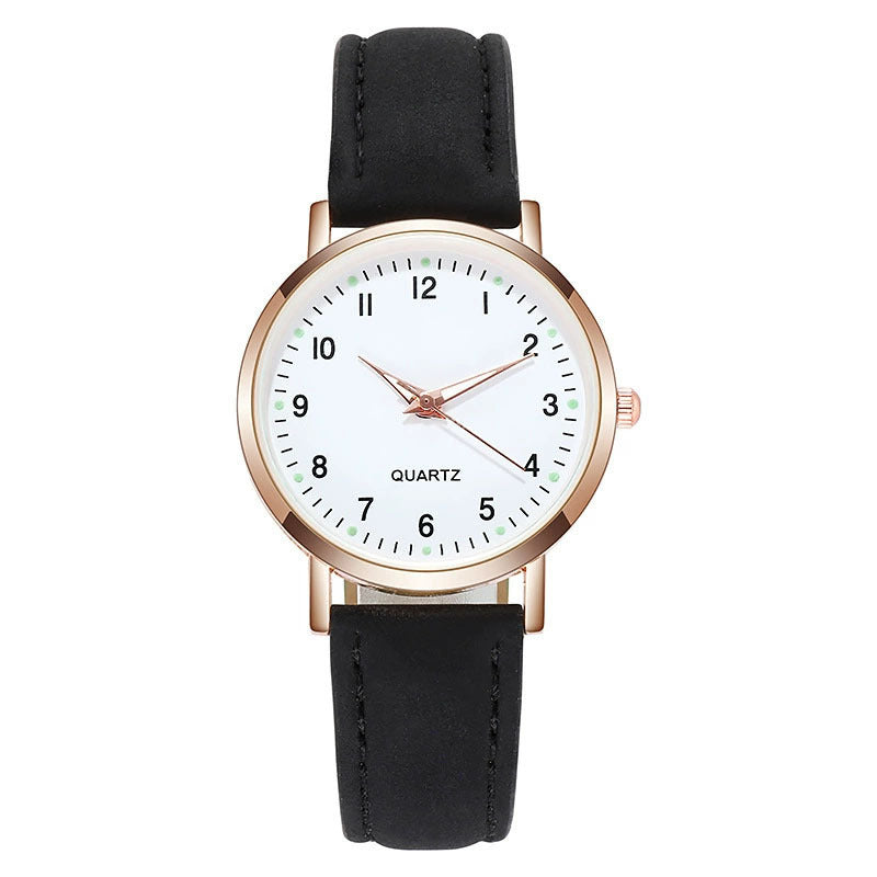 Cross-Border Simple Design Leather Strap Women's Watch High-End Feel Fresh Decorative Watch for Girls