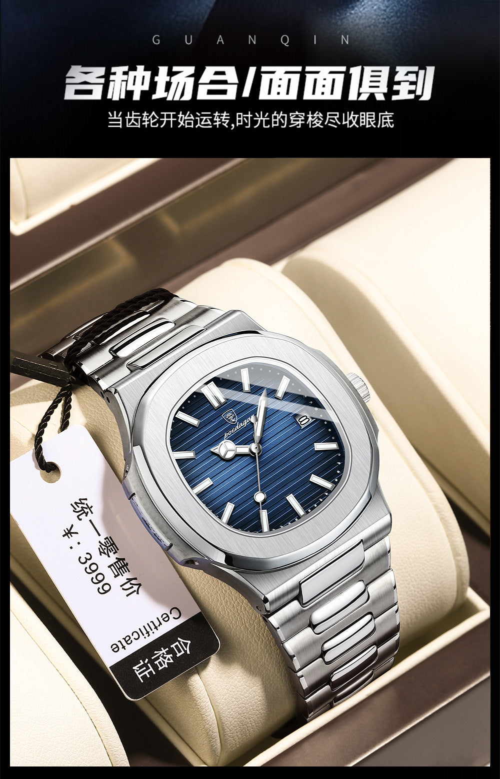 Swiss Brand New Waterproof Ultra-Thin Men's Watch Calendar Quartz Watch Live Export Hot Item Dropshipping