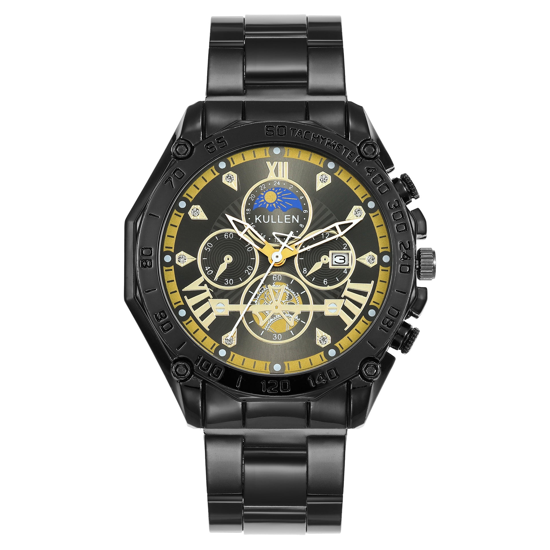 Cross-Border New Men's Watch High-End Business Calendar Alloy Steel Band Watch Men's Non-Mechanical Watch Men's Watch