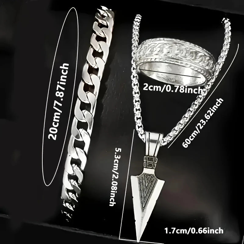 Southeast Asia Cross-Border Men's Watch Set Wholesale Steel Band Watch Men's Trendy Fashion Quartz Watch Men's Watch