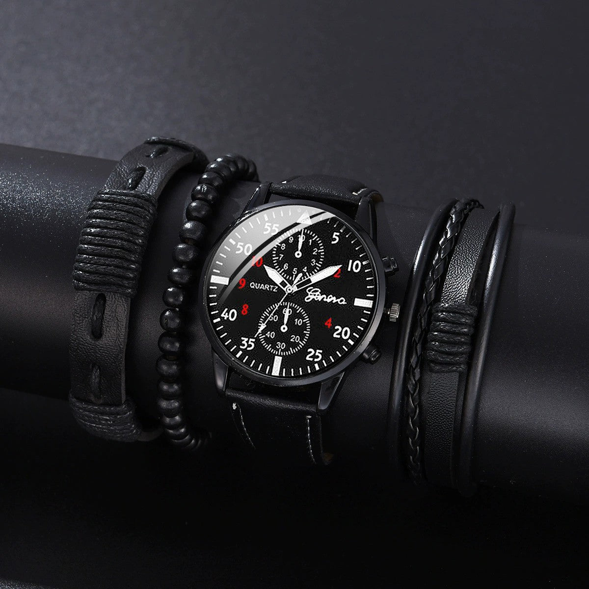 Foreign Trade Hot-Selling Men's Belt Watch High-End Hong Kong Style Fashion Wristwatch Business Two-Eye Watch Men's Factory Wholesale