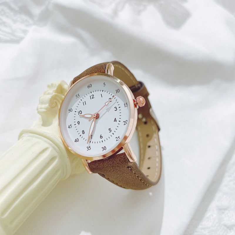 Cross-Border Hot-Selling Women's Fashion Simple Round Pointer High-End Versatile Fashion Watch Student Quartz Wristwatch