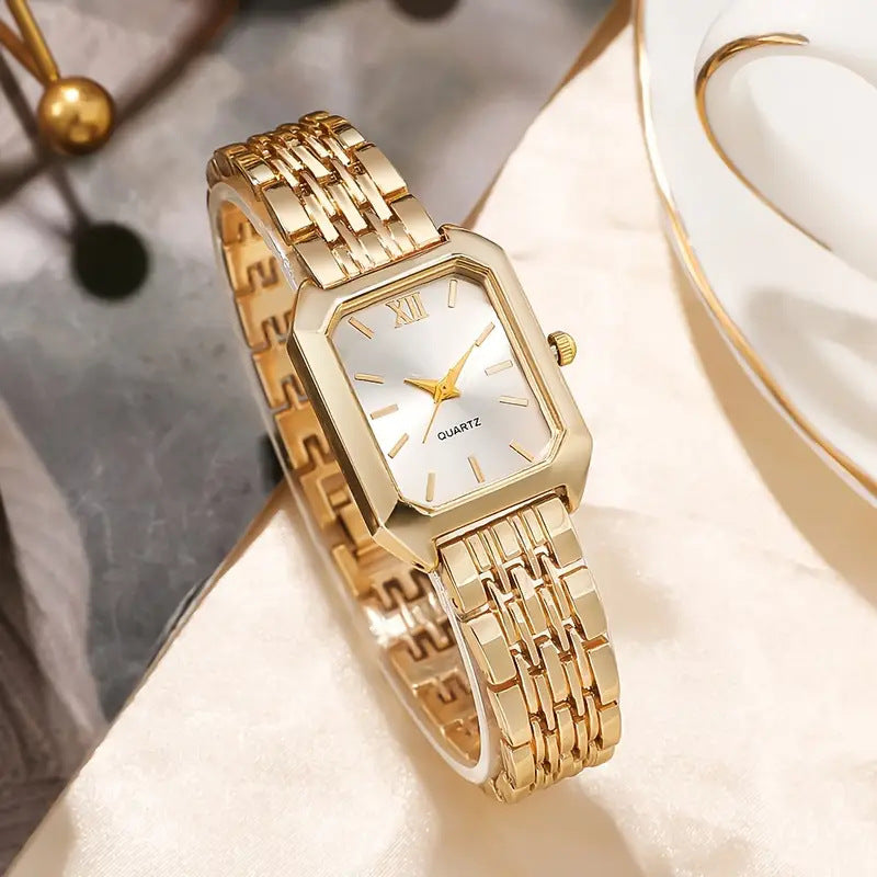 Cross-border hot ins Wind Steel Band Women's Watch Fashion Simple Square Quartz Wristwatch Female Student Versatile Watch