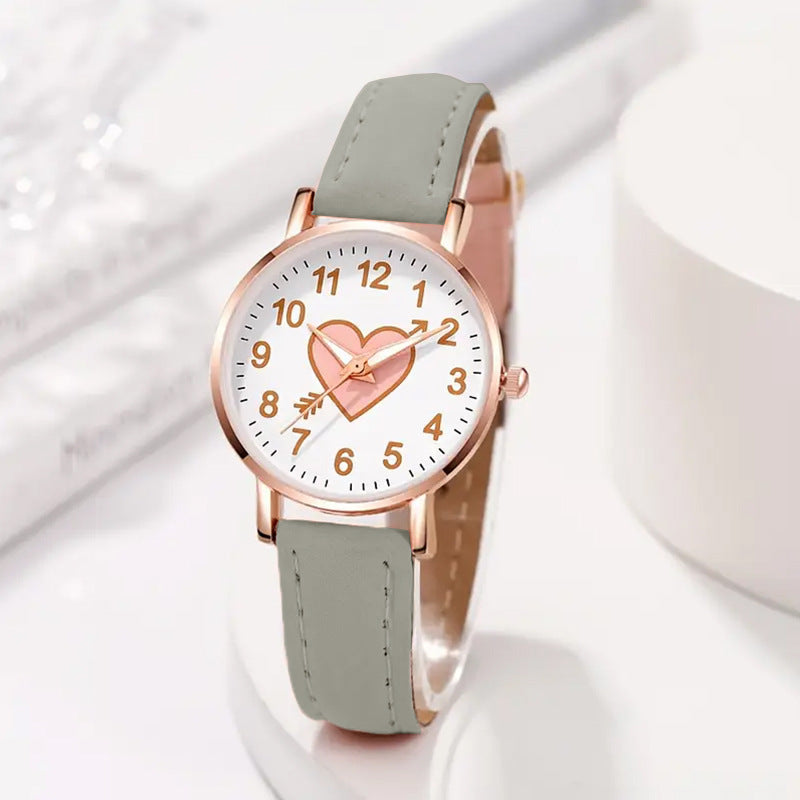 Internet Celebrity Cute Style Watch for Female Students Korean Version Simple Girlfriends Cute Heart Piercing Quartz Wristwatch Wholesale