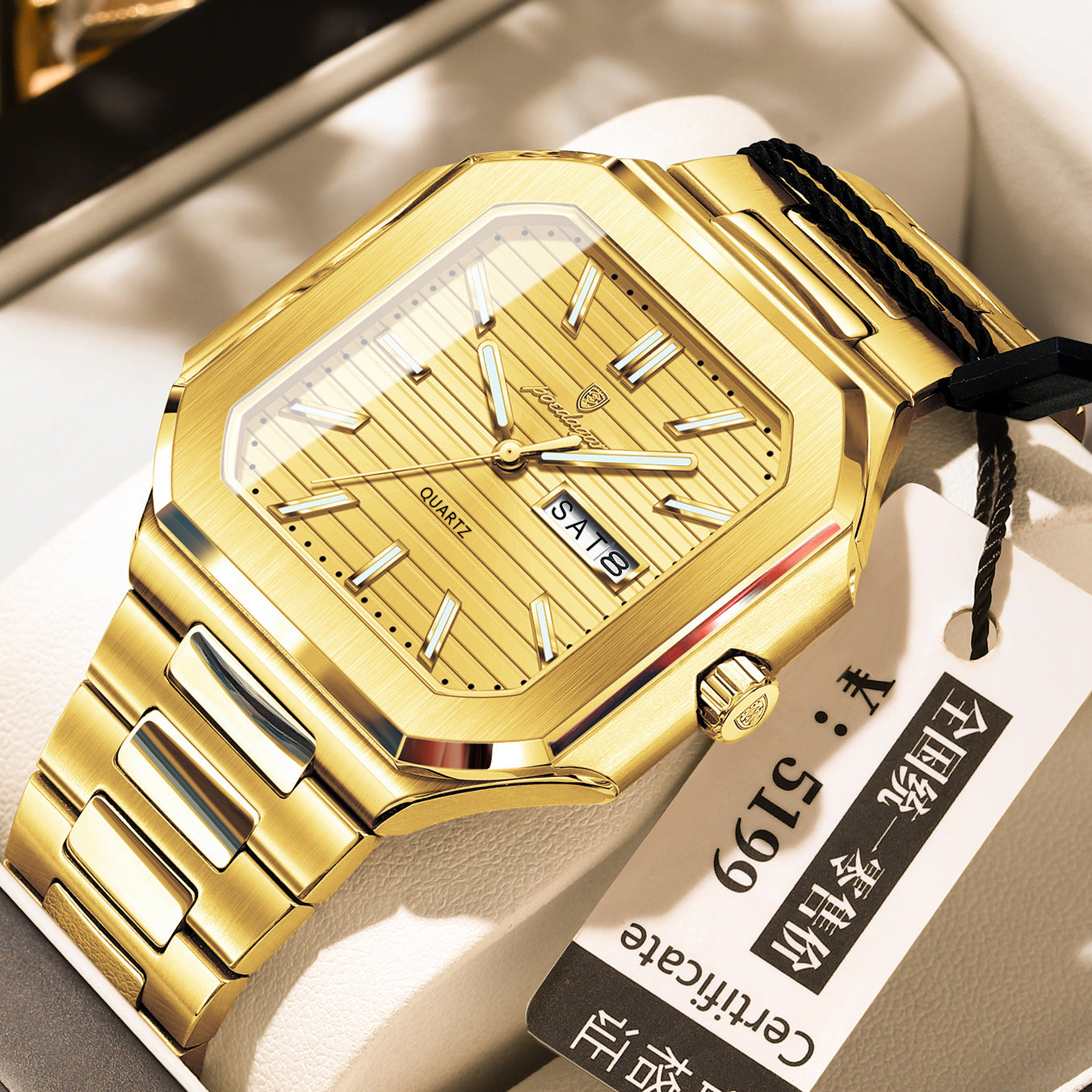 Swiss Brand Dual Calendar Watch for Men Waterproof Luminous Luxury Quartz Watch Live Streaming Foreign Trade Hot Item Dropshipping