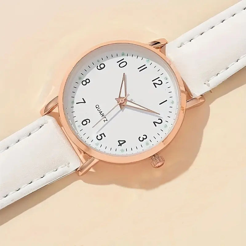 Cross-Border Simple Design Leather Strap Women's Watch High-End Feel Fresh Decorative Watch for Girls