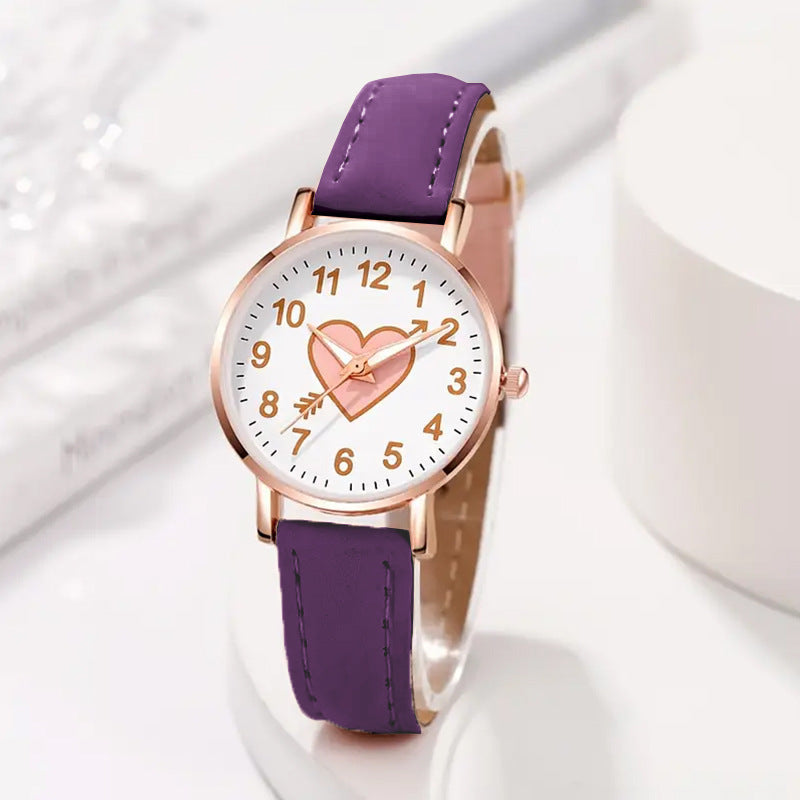 Internet Celebrity Cute Style Watch for Female Students Korean Version Simple Girlfriends Cute Heart Piercing Quartz Wristwatch Wholesale