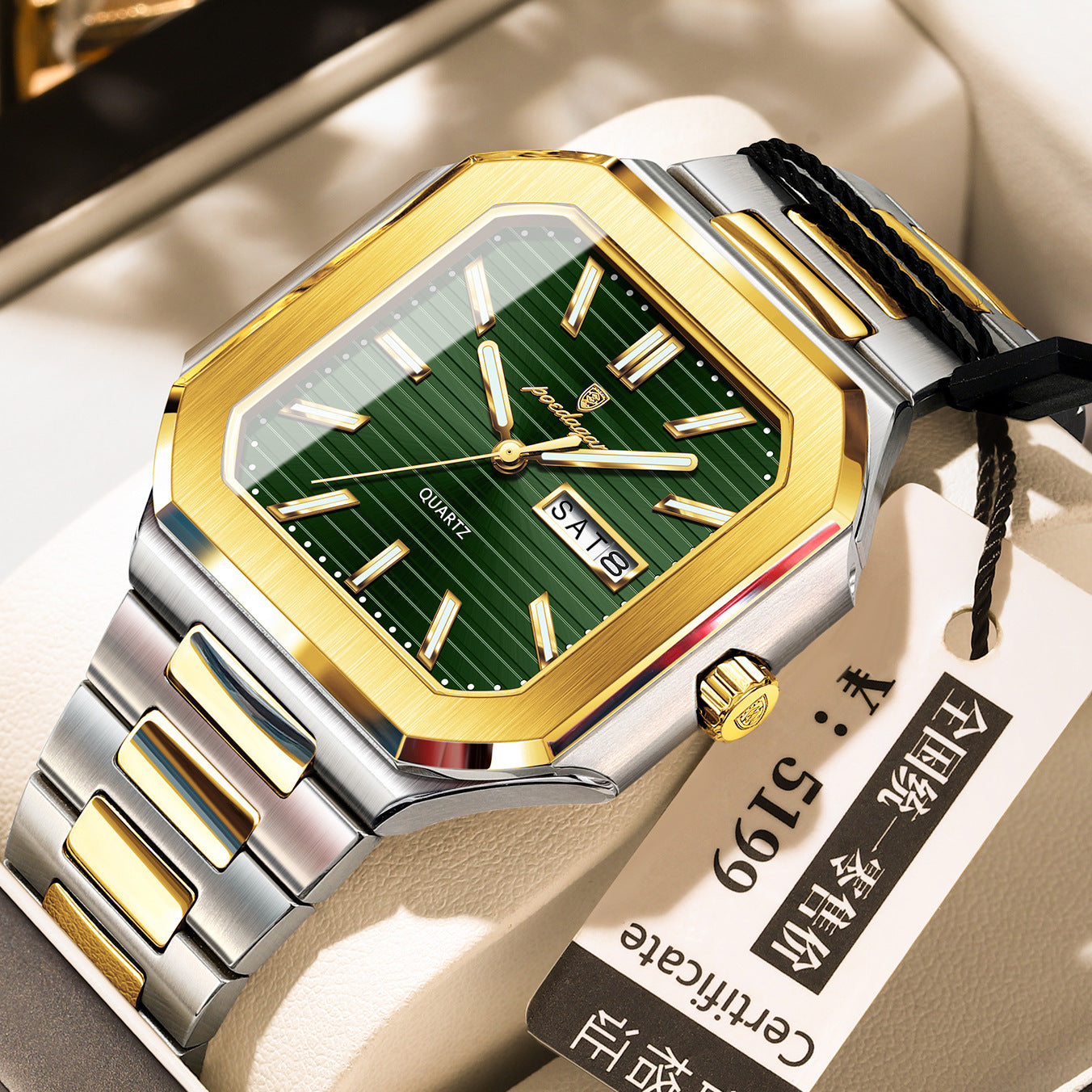 Swiss Brand Dual Calendar Watch for Men Waterproof Luminous Luxury Quartz Watch Live Streaming Foreign Trade Hot Item Dropshipping