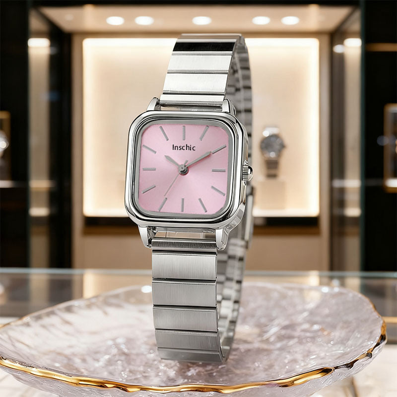 Cross-border Hot Selling Steel Strap Women's Watches Wholesale ins Women's Watch Girls Light Luxury Square Women's Watch Quartz Watch