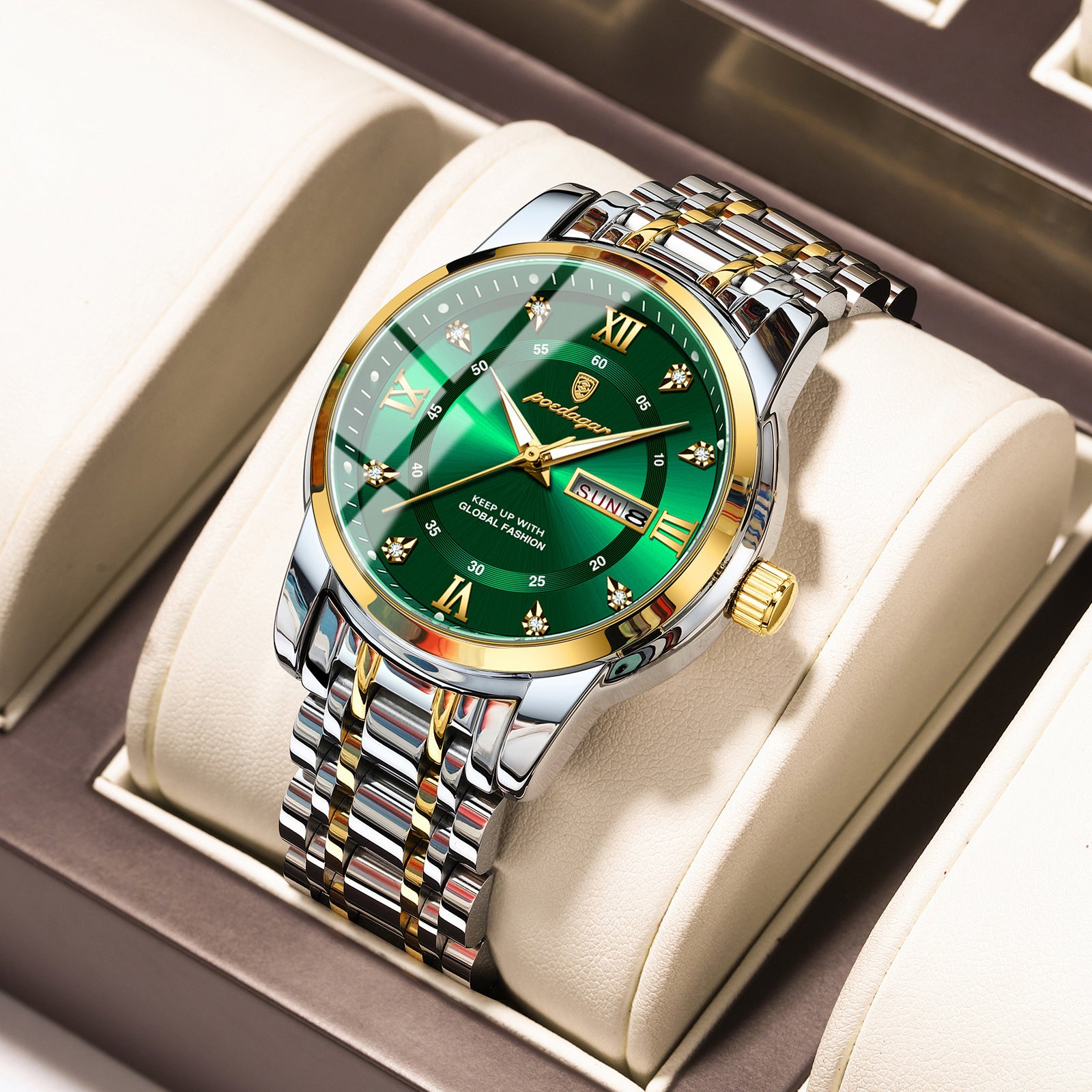 Swiss Brand Waterproof New Men's Watch Dual Calendar Luminous Quartz Watch Live Export Hot Item Dropshipping