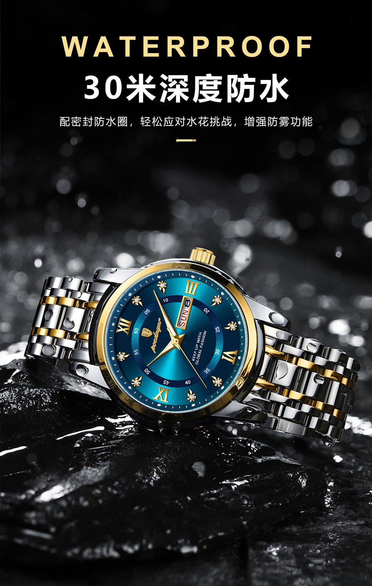 Swiss Brand Waterproof New Men's Watch Dual Calendar Luminous Quartz Watch Live Export Hot Item Dropshipping