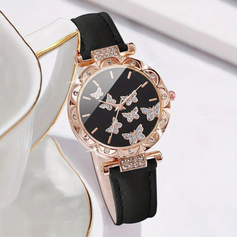 New TikTok Hot-Selling Women's Watch Fashionable and Unique Simple Wristwatch Butterfly Digital Belt Watch Wholesale
