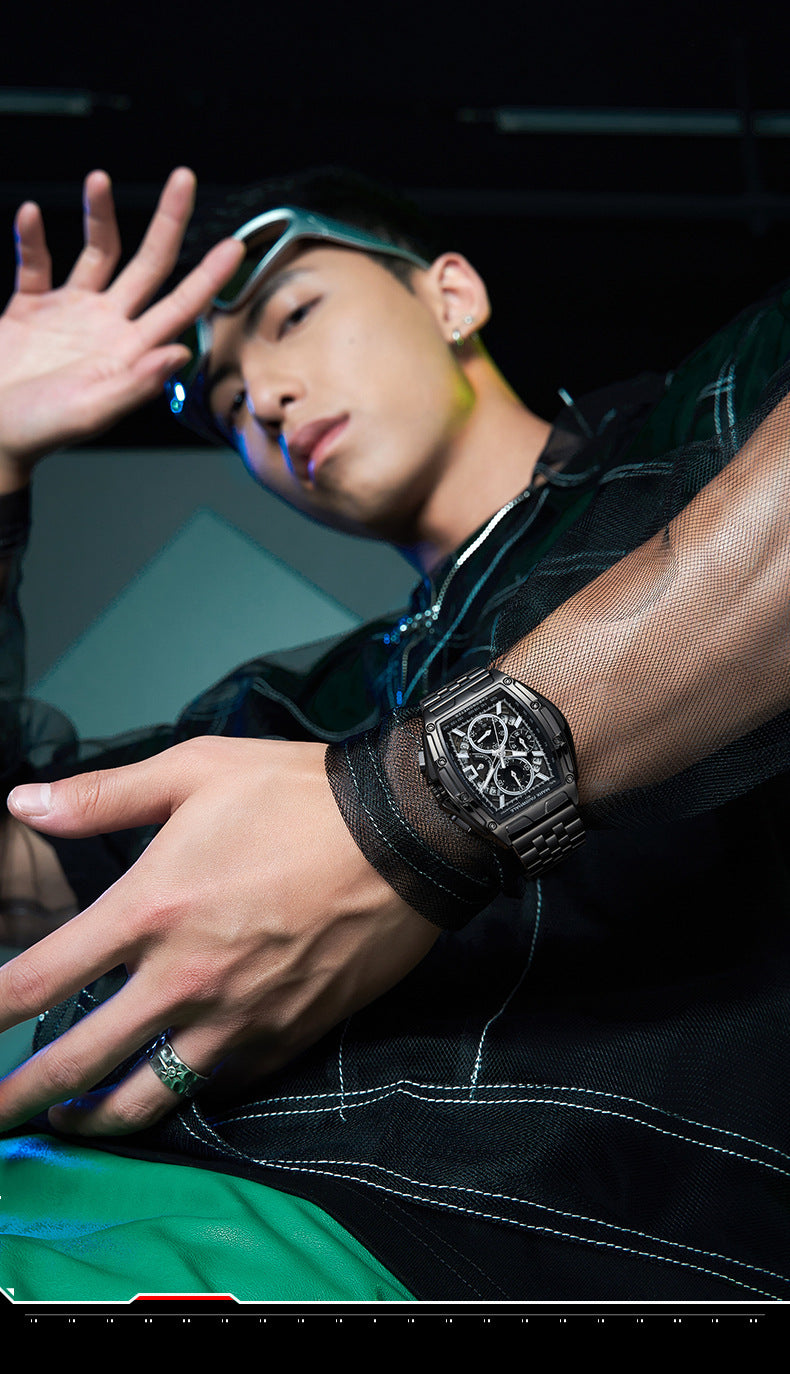 Mark Huafei Mark Fairwhale Brand multifunctional luminous chronograph skeleton hot-selling waterproof quartz watch