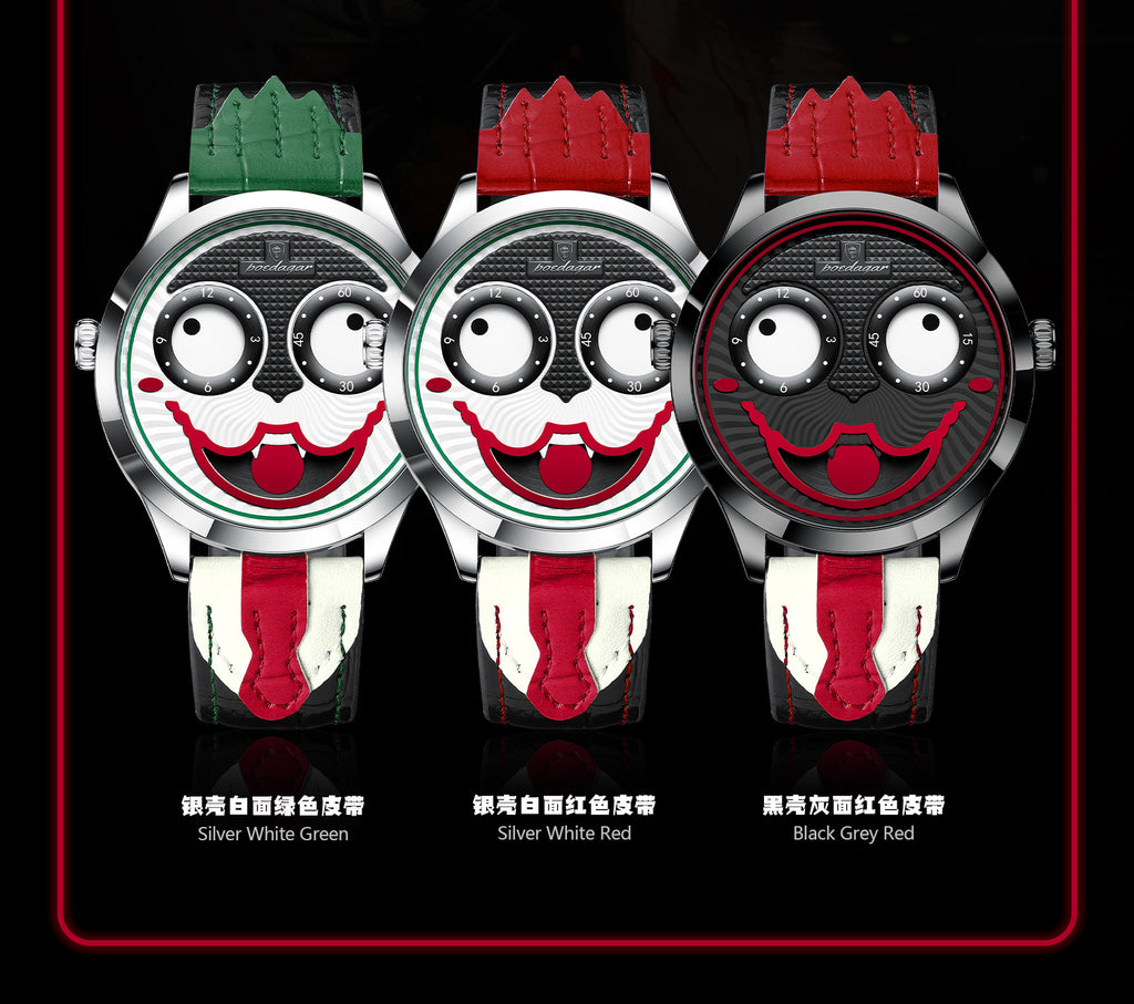 Swiss Brand Cross-Border Clown Men's Watch Fashion Waterproof Leather Strap Wristwatch Live Streaming Foreign Trade Hot Item One-Piece Dropshipping