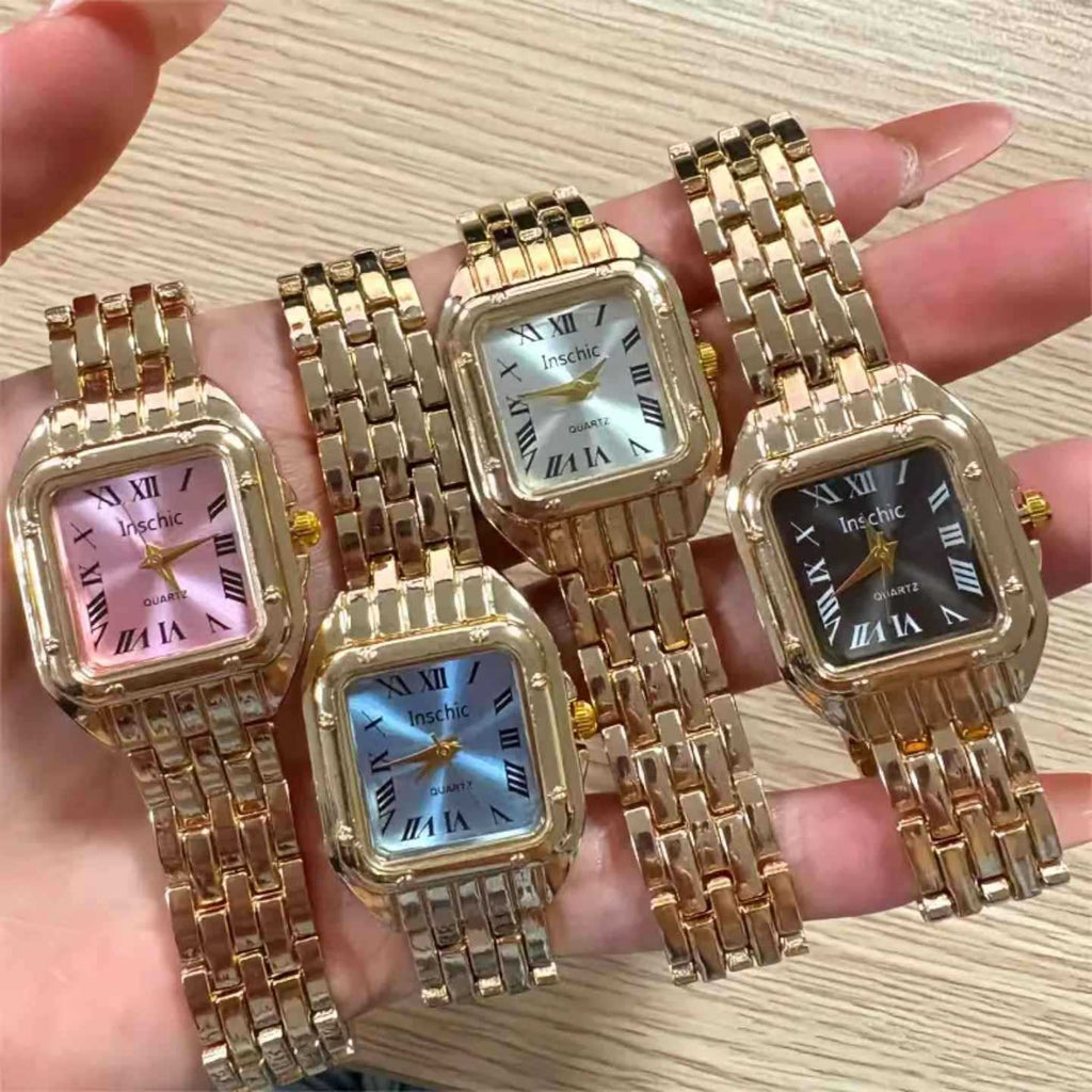 Cross-Border Hot-Selling Watch for Women, High-End Glass Quartz Watch, Fashionable Automatic Small Square Ladies' Watch