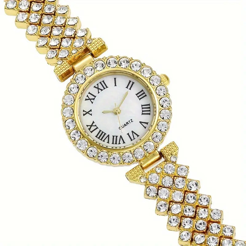 Cross-Border Hot-Selling Alloy Women's Bracelet Watch with Diamonds Trendy Decorative Watch Women's High-End Quartz Watch